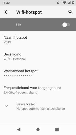 Selecteer Wachtwoord hotspot