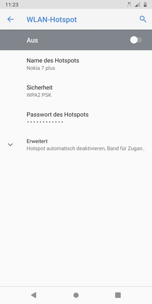 Wählen Sie Passwort des Hotspots