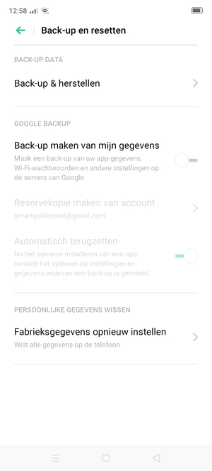 Schakel Back-up maken van mijn gegevens in