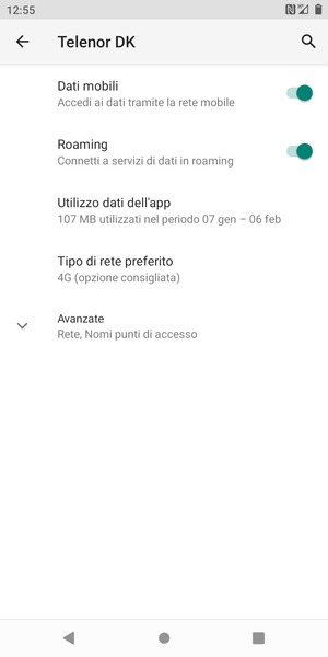 Attiva o disattiva Roaming