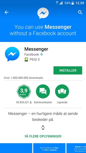 Vælg INSTALLER
