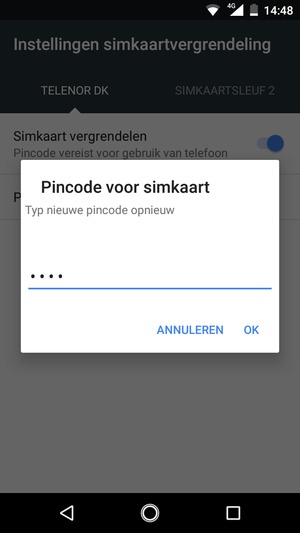 Bevestig uw nieuwe pincode voor simkaart en selecteer OK