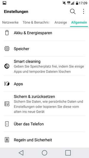Scrollen Sie und wählen Sie Über das
Telefon