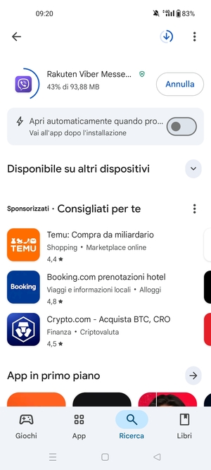 Attendi il completamento del processo di installazione