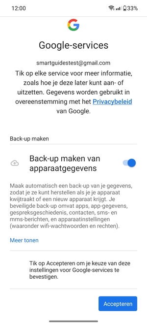 Selecteer Accepteren