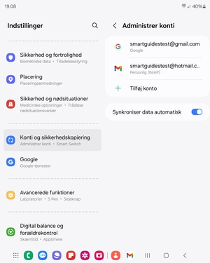 Vælg din Google konto
