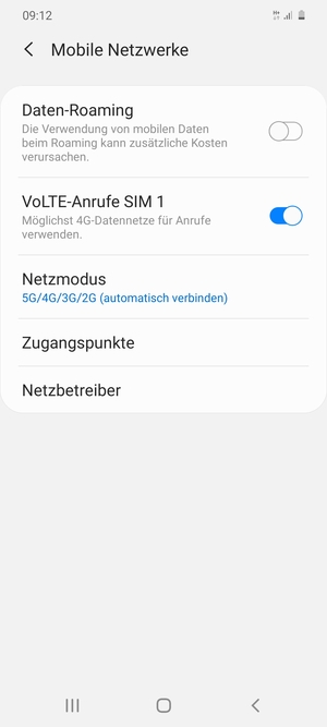 Um das Netzwerk zu wechseln, falls Probleme auftreten, wählen Sie Netzbetreiber
