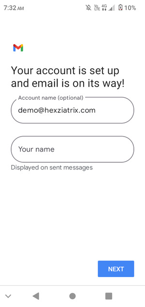 Give your account a name and enter your name. Select NEXT