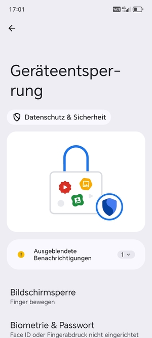 Wählen Sie Bildschirmsperre
