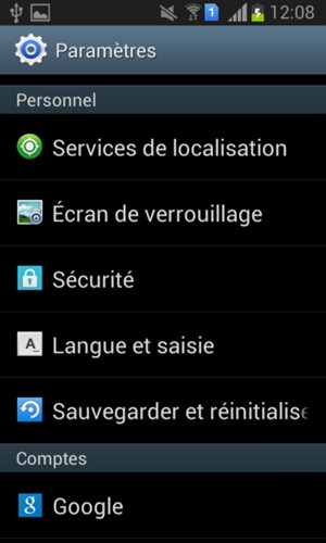 Faites défiler et sélectionnez Google