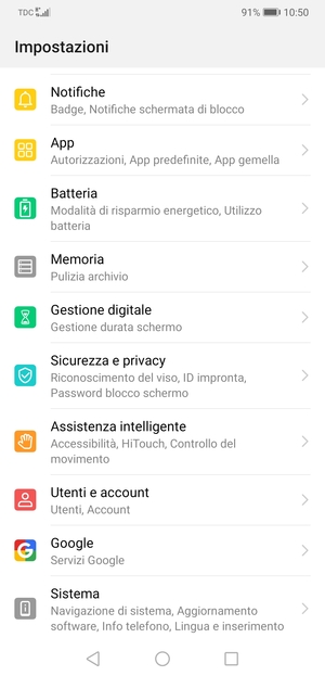 Scorri e seleziona Sistema