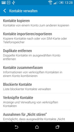 Wählen Sie Kontakte importieren/exportieren
