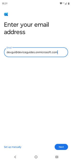 Enter your Email address and  select Set up manually
