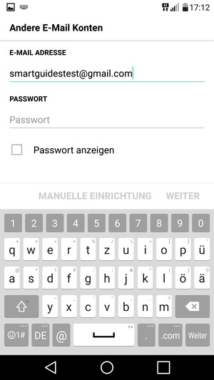 Geben Sie Ihre Gmail Adresse ein und wählen Sie Weiter