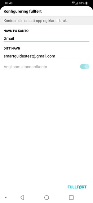 Gi kontoen din et navn, og skriv inn navnet ditt. Velg FULLFØRT
