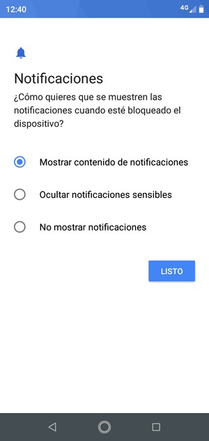 Seleccione la opción deseada y seleccione LISTO