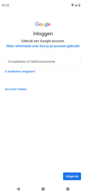 Voer uw Gmail adres in en selecteer Volgende