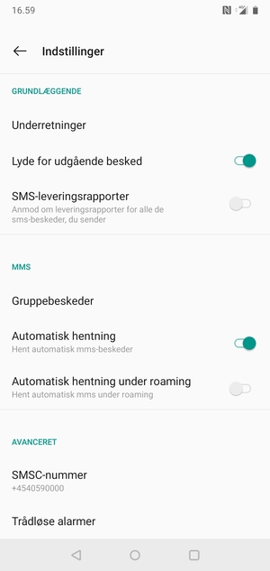 Vælg SMSC-nummer