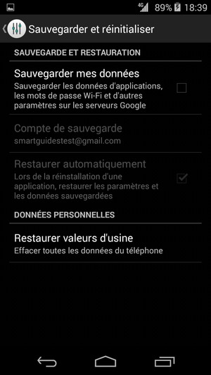 Cochez la case Sauvegarder mes données