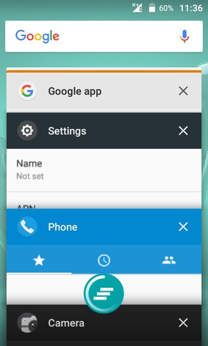Select the Delete  icon to close all running apps