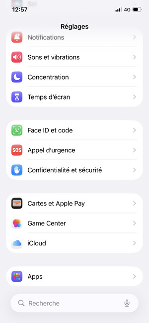 Faites défiler et sélectionnez Apps