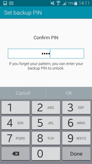 Confirm your backup PIN and select OK