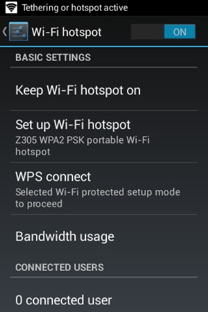 Your phone is now set up for use as a modem