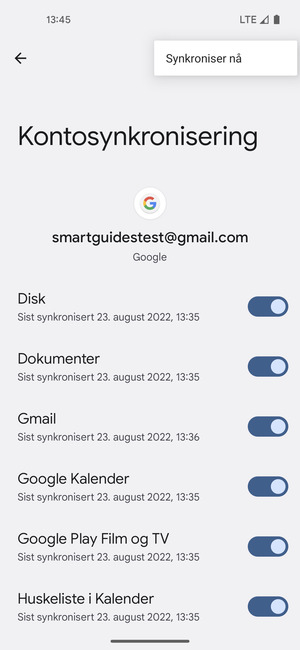 Velg Synkroniser nå