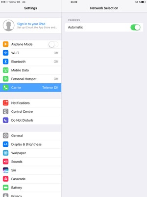 To change network if network problems occur, select Carrier