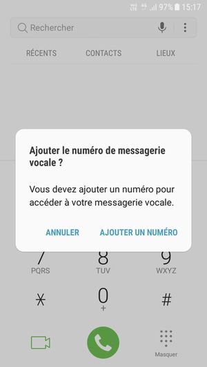 Si votre messagerie vocale n'est pas configurée, sélectionnez AJOUTER UN NUMÉRO