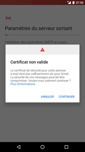 Sélectionnez CONTINUER