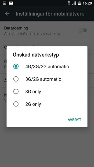 Tryck på ditt föredragna alternativ