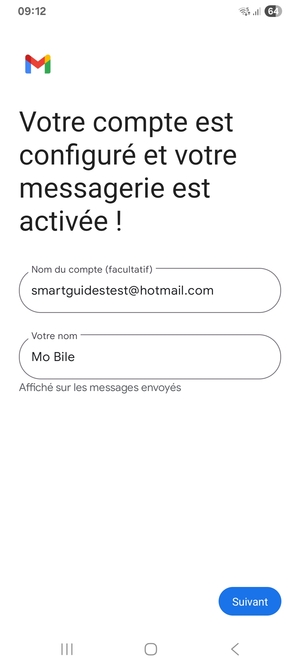 Donnez un nom à votre compte et saisissez votre nom. Sélectionnez Suivant