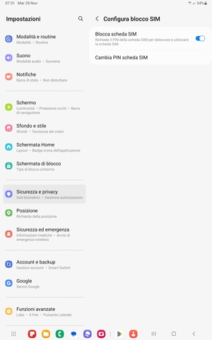 Seleziona Cambia PIN scheda SIM