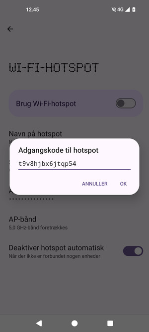 Indtast en Wi-Fi-hotspot adgangskode på minimum 8 tegn og vælg OK