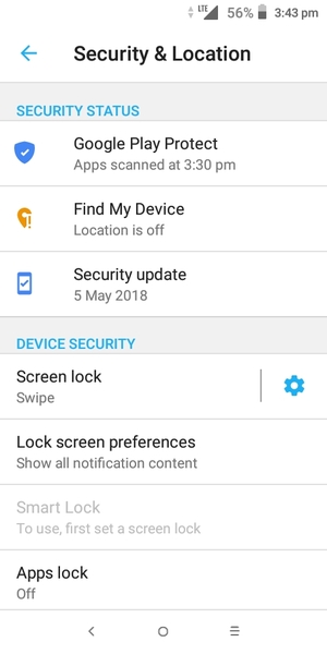 Select Screen lock