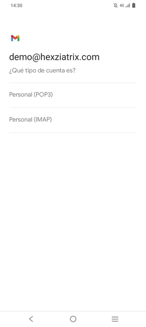 Seleccione Personal (POP3) o Personal (IMAP)