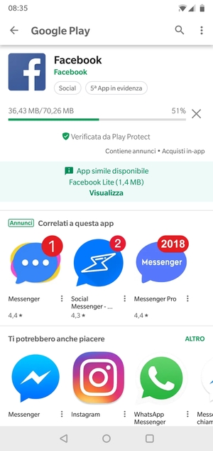 Attendi il completamento del processo di installazione