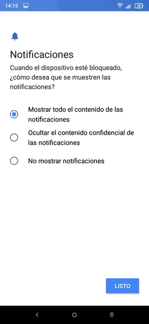 Seleccione la opción deseada y seleccione LISTO