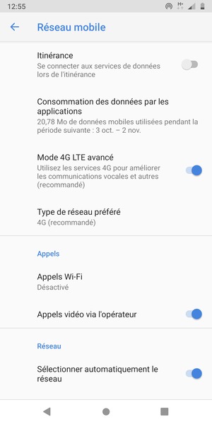 Sélectionnez Type de réseau préfére