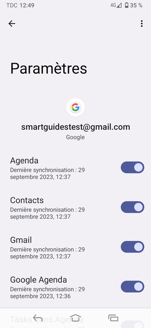Assurez-vous que Contacts est sélectionné