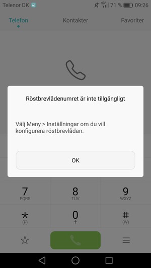 Om din röstbrevlåda inte är installerad, välj OK