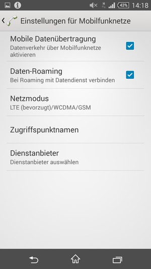 Schalten Sie Daten-Roaming an oder aus