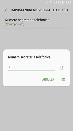 Inserisci Numero segreteria telefonica e seleziona OK