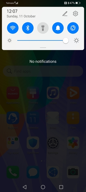 Slide down the top menu again