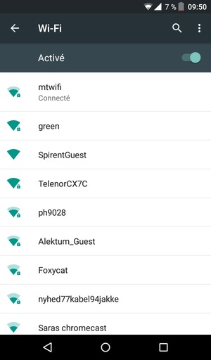Vous êtes maintenant connecté au réseau Wi-Fi