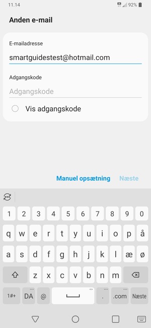 Indtast din e-mailadresse og vælg Næste