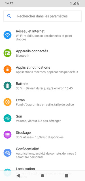 Sélectionnez Réseau et Internet