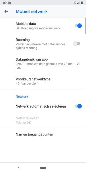 Selecteer Voorkeursnetwerktype