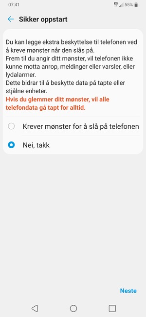 Velg ønsket alternativ og velg Neste